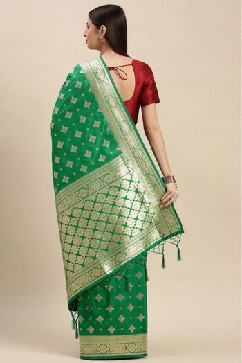 Banarasi Silk Woven Saree In Green Colour - SR1391209