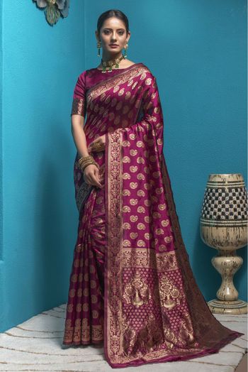 Banarasi Silk Woven Saree In Magenta Colour - SR1356077