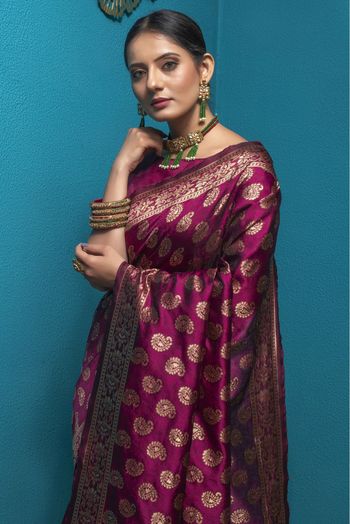 Banarasi Silk Woven Saree In Magenta Colour - SR1356077