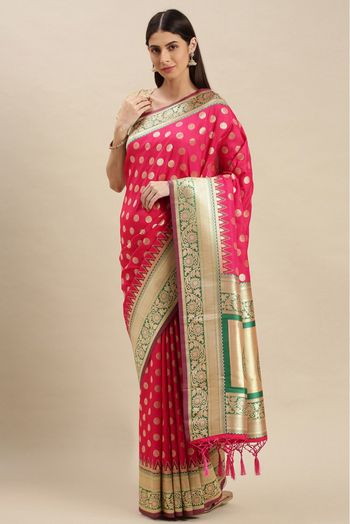 Banarasi Silk Woven Saree In Rani Pink Colour - SR1391221