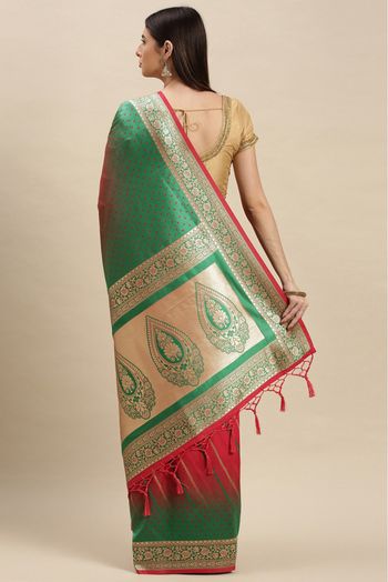 Banarasi Silk Woven Saree In Red And Green Colour - SR1391206