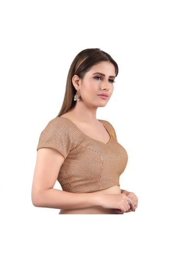 Brocade Back Open Padded Blouse In Copper Colour