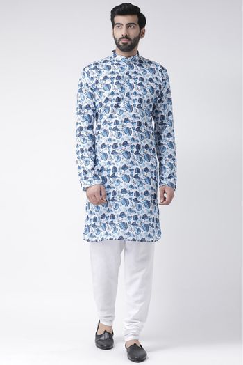 Cotton Kurta Pajama In Blue Colour - KP5300599