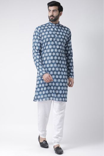 Cotton Kurta Pajama In Blue Colour - KP5300600