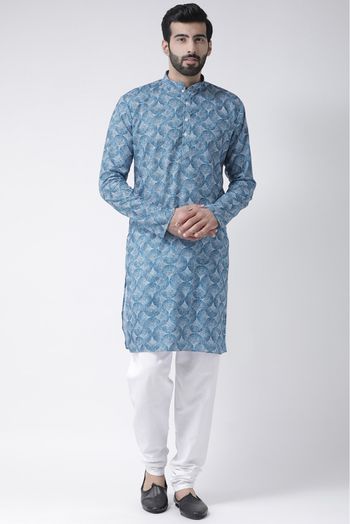 Cotton Kurta Pajama In Blue Colour - KP5300601