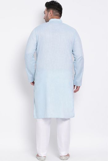 Cotton Linen Kurta Pajama In Blue Colour - KP5300618