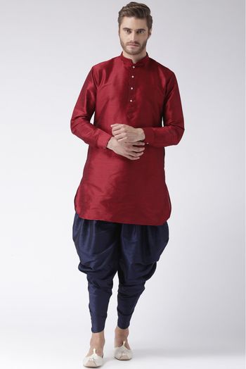 Dupioni Dhoti Kurta In Maroon Colour - KP5300499