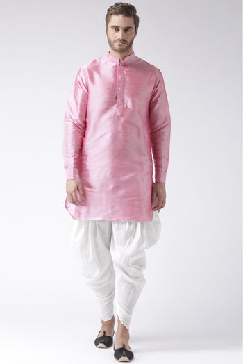 Dupioni Dhoti Kurta In Pink Colour