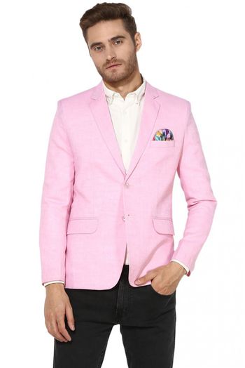 Linen Blazer In Baby Pink Colour - JK5300667