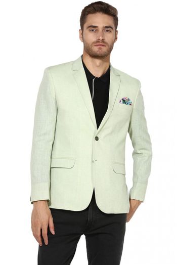 Linen Blazer In Green Colour - JK5300670