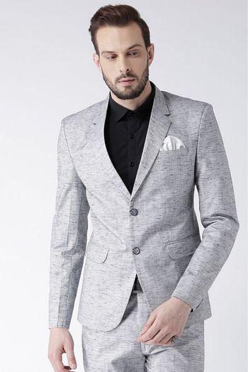 Linen Blazer In Grey Colour