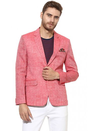 Linen Blazer In Red Colour - JK5300675