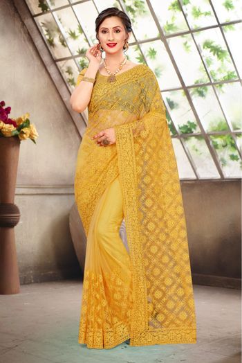 Buy Silk Party Wear Saree In Mustard Yellow Color Online - SARV08761 |  Andaaz Fashion