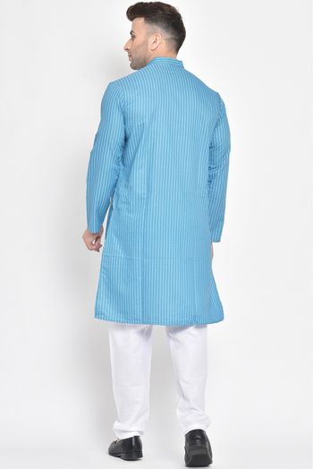 Poly Rayon Kurta Pajama In Blue Colour