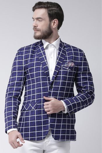 Polyester Viscose Blazer In Blue Colour - JK5300809