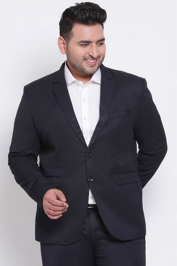 Polyester Viscose Blazer In Navy Blue Colour - JK5300879