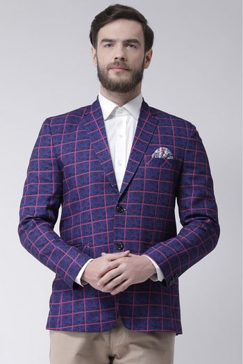 Polyester Viscose Blazer In Violet Colour