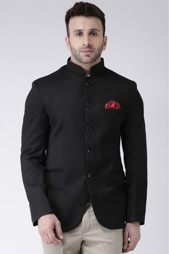 Polyester Viscose Blend Blazer In Black Colour - JK5300837