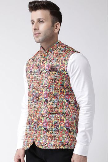 Polyester Viscose Printed Nehru Jacket In Multicolour - JK5300383