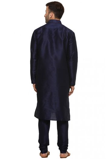 Silk Blend Kurta Pajama In Navy Blue Colour - KP5300440