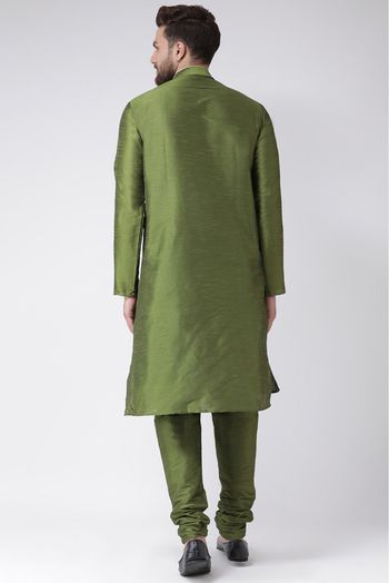 Silk Blend Kurta Pajama In Olive Green Colour - KP5300572