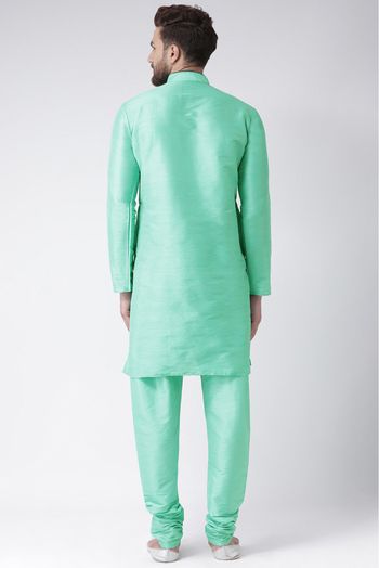 Silk Blend Kurta Pajama In Sea Green Colour