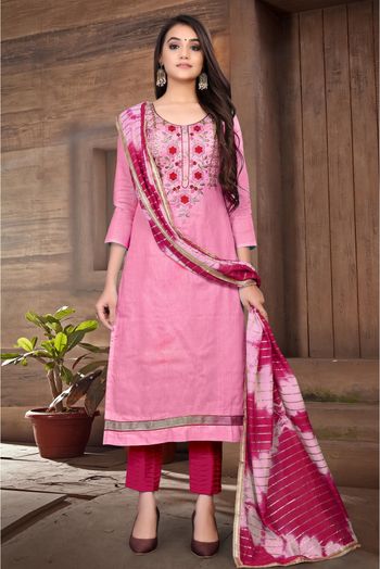 Buy iTokri Casuals - Light Pink Cotton Elasticated Salwar for
