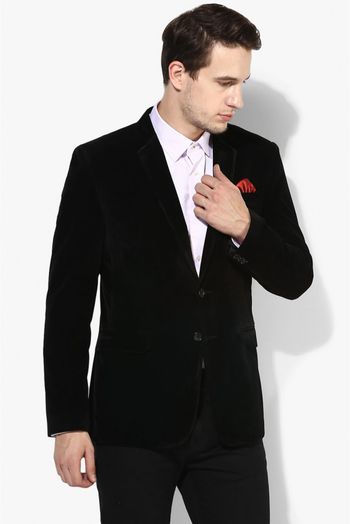 Velvet Blazer In Black Colour - JK5300659