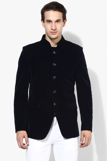 Velvet Blazer In Navy Blue Colour - JK5300662