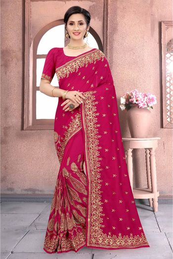 Buy Silk Indian Wedding Saree In Rani Pink Colour Online - SARV03093 |  Andaaz Fashion