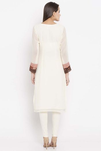 Plus Size Faux Georgette Kurti In Offwhite Colour Up To 66 - KR2710361