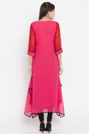 Plus Size Faux Georgette Kurti In Pink Colour Up To 66 - KR2710339