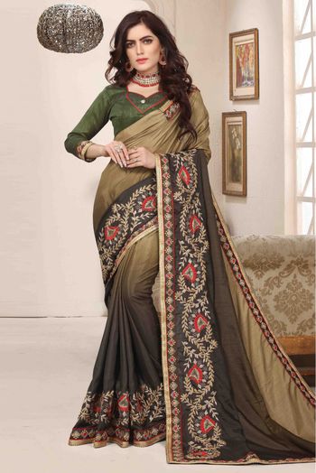 Printed Ultra Soft Mehndi Green Chiffon Saree