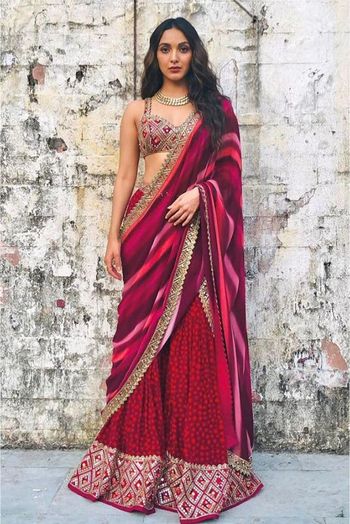 Buy Plum Pre-Stitched Saree by Designer Sanya Gulati