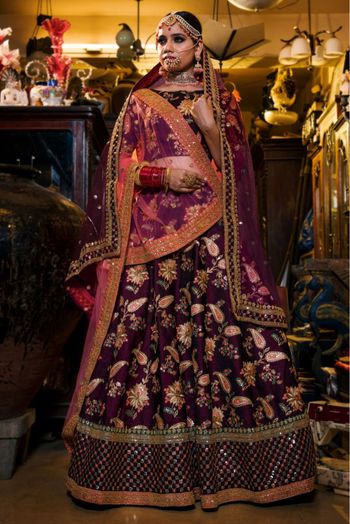 Taffeta Silk Lehenga Choli In Purple Colour - LD3820073