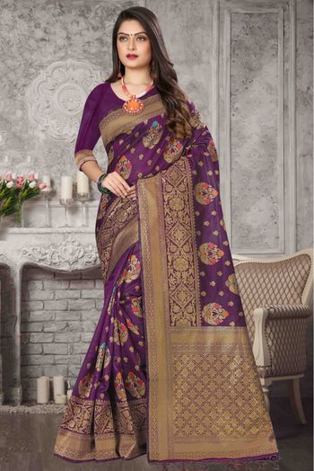 Banarasi Art Silk Traditional Saree In Purple Colour - SR1542663