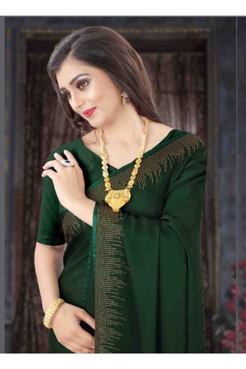 Pure Satin Designer Saree In Green Colour - SR1542640