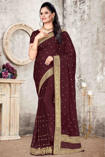 Rangoli Silk Designer Saree In Wine Colour - SR1542587