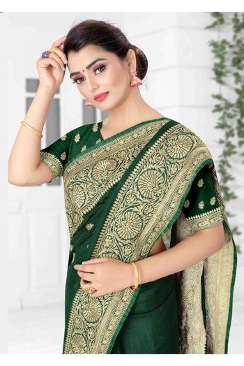 Vichitra Silk Designer Saree In Green Colour - SR1542648