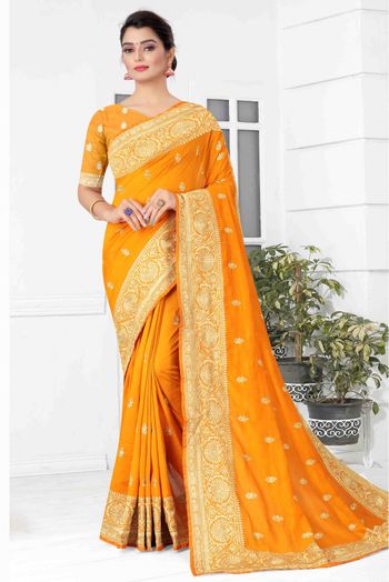 Vichitra Silk Designer Saree In Mustard Colour - SR1542645