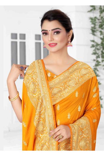 Vichitra Silk Designer Saree In Mustard Colour - SR1542645