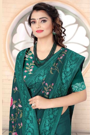 Vichitra Silk Designer Saree In Teal Colour - SR1542675