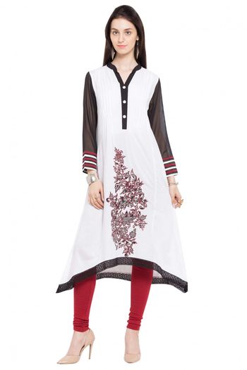 Plus Size Cotton Kurti In White Colour - KR2710299