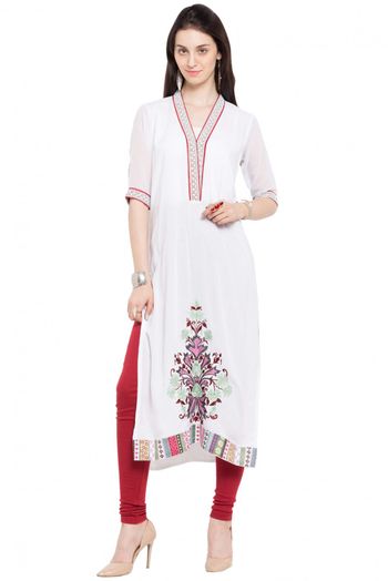 Plus Size Cotton Kurti In White Colour - KR2710301