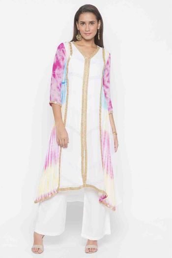 Cotton Flex Party Wear Kurta Set In Off White Colour - KR5480526