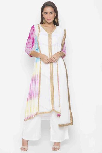 Plus Size Stitched Georgette Embroidery Palazzo Pant Suit In Off White Colour - SS2710494