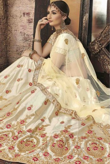 Silk A Line Lehenga Choli In Beige Colour - LD3232692