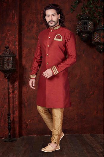 Silk Party Wear Kurta Pajama In Maroon Colour - KP4120092