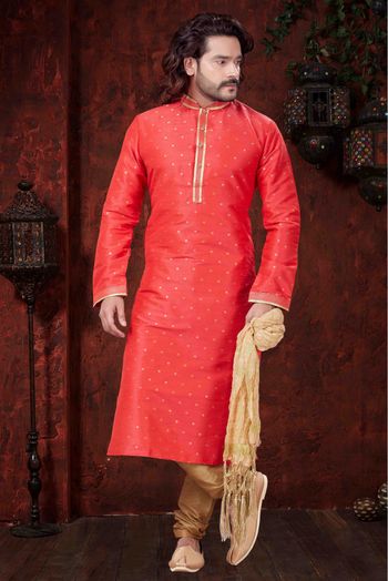 Silk Party Wear Kurta Pajama In Red Colour - KP4120110