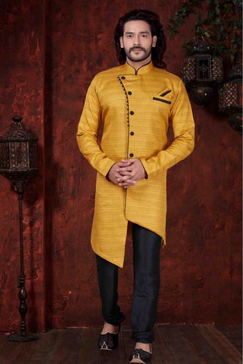 Silk Party Wear Kurta Pajama In Yellow Colour - KP4120098